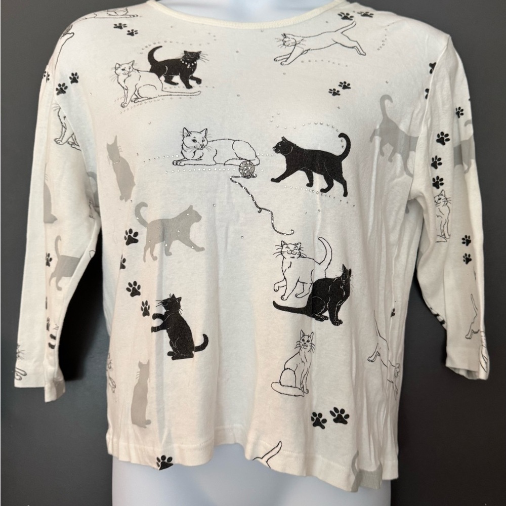 Cat Print Long Sleeve Shirt